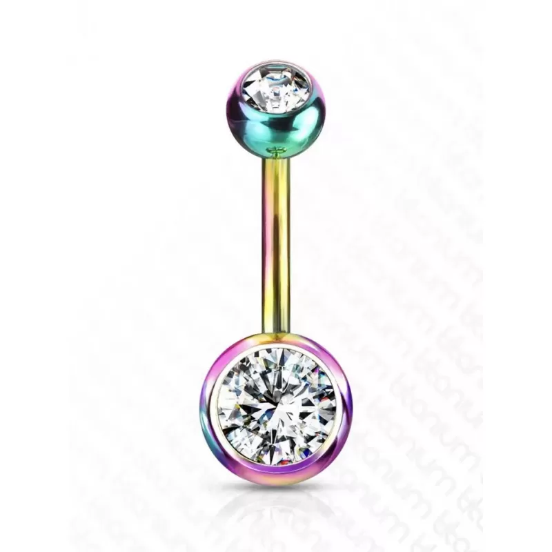 Пирсинг пупка банан из титана Pirslab T23N04-WC с фианитами и покрытием