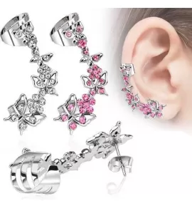 Кафф из стали TATIC EC-13287 с бабочками и фианитами