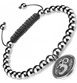 Браслет Шамбала Everiot Select LNS-0240 из гематита с подвеской "ОМ"
