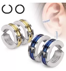 Стальные серьги клипсы Spikes SFE-13528 с цветной полосой