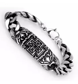 Мужской браслет-цепь из стали с крестом Everiot SB-MJ-1521 панцирный