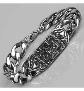 Мужской браслет-цепь из стали с крестом Everiot SB-MJ-1521 панцирный