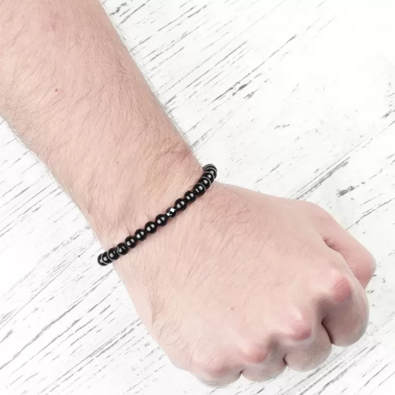 Черный браслет Everiot Select LNS-8036 из оникса и гематита