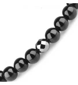 Черный браслет Everiot Select LNS-8036 из оникса и гематита