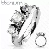 Кольцо из титана Spikes R-TI-4398 с фианитами