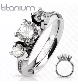 Кольцо из титана Spikes R-TI-4398 с фианитами