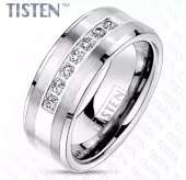 Мужское кольцо из тистена (титан-вольфрама) с фианитами Tisten R-TS-024