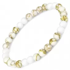 Женский браслет на резинке Everiot Select LNS-2270 из белого агата и говлита