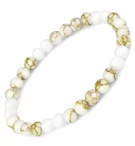 Женский браслет на резинке Everiot Select LNS-2270 из белого агата и говлита