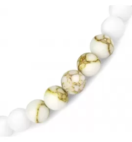 Женский браслет на резинке Everiot Select LNS-2270 из белого агата и говлита