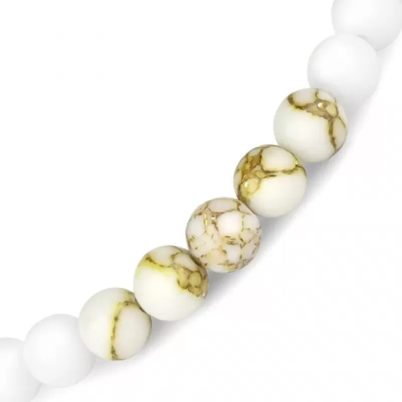 Женский браслет на резинке Everiot Select LNS-2270 из белого агата и говлита