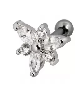 Штанга из стали с цветком Everiot AAB-110TRTH, серьга для пирсинга хеликса, хряща уха