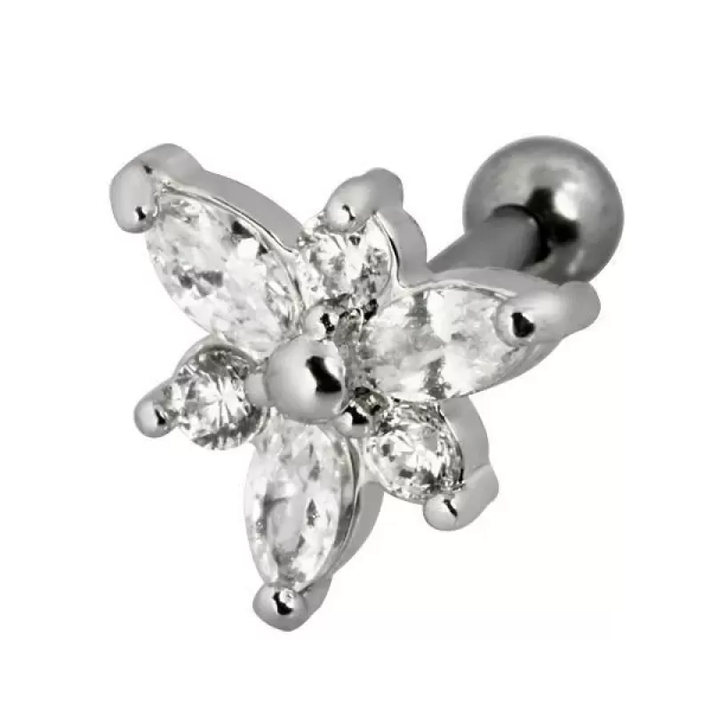 Штанга из стали с цветком Everiot AAB-110TRTH, серьга для пирсинга хеликса, хряща уха