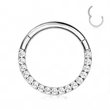 Кольцо кликер из титана с фианитами Pirslab RHT42 серьга для пирсинга септума, трагуса и хеликса, брови, губ (диаметр от 6 мм до 10 мм)