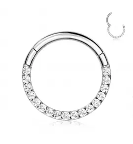 Кольцо кликер из титана с фианитами Pirslab RHT42 серьга для пирсинга септума, трагуса и хеликса, брови, губ (диаметр от 6 мм до 10 мм)