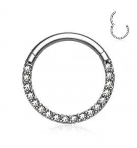 Кольцо кликер из титана с фианитами Pirslab RHT42 серьга для пирсинга септума, трагуса и хеликса, брови, губ (диаметр от 6 мм до 10 мм)