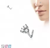Серьга-гвоздик (нострил) для пирсинга крыла носа PiercedFish NOL-591 с фианитами