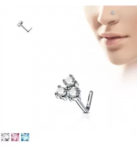 Серьга-гвоздик (нострил) для пирсинга крыла носа PiercedFish NOL-591 с фианитами