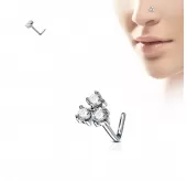 Серьга-гвоздик (нострил) для пирсинга крыла носа PiercedFish NOL-591 с фианитами