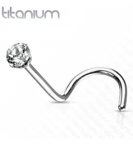 Титановая серьга для пирсинга носа (нострил) Pirslab T23NO4-C с фианитом