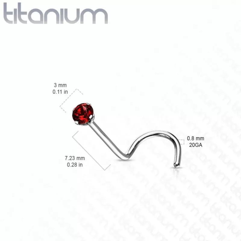 Титановая серьга для пирсинга носа (нострил) Pirslab T23NO4-C с фианитом
