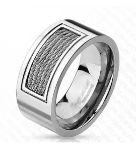 Мужское кольцо из титана Spikes R-TI-4402 с декором в виде тросов