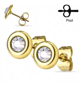 Серьги-гвоздики TATIC SE2908-GD из стали с фианитом