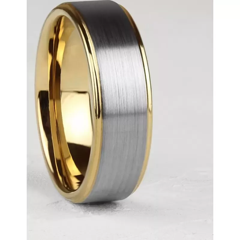 Мужское кольцо из тистена (титан-вольфрама) с покрытием цвета желтого золота Tisten R-TS-028