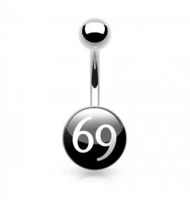 Пирсинг пупка банан из стали PiercedFish NS39 cо значками