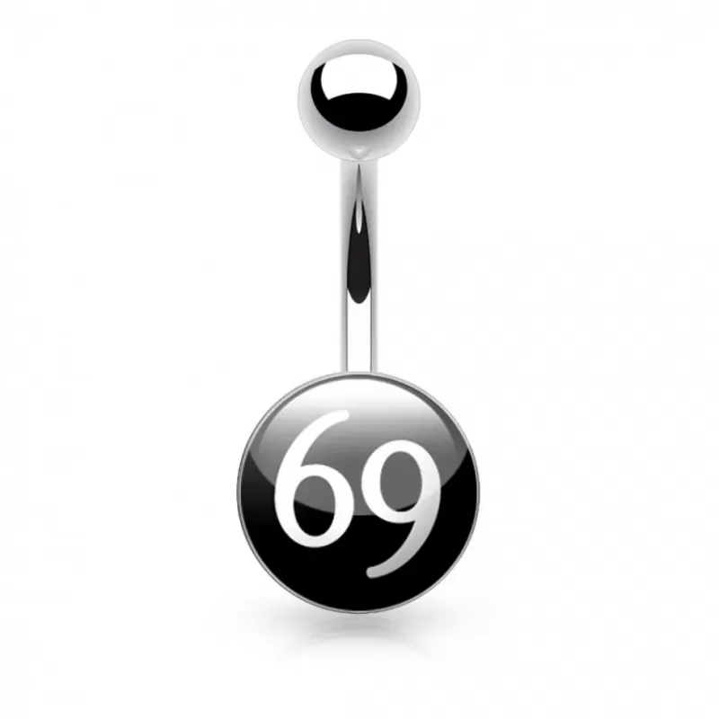 Пирсинг пупка банан из стали PiercedFish NS39 cо значками