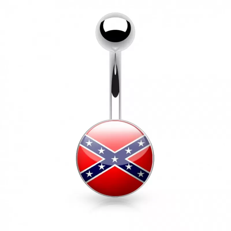 Пирсинг пупка банан из стали PiercedFish NS39 cо значками