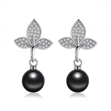 Серьги-гвоздики Everiot SE-XP-14260 с имитацией жемчуга черного цвета