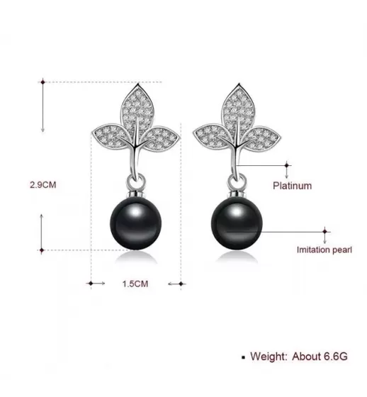 Серьги-гвоздики Everiot SE-XP-14260 с имитацией жемчуга черного цвета