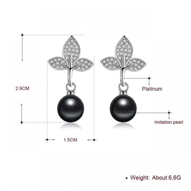 Серьги-гвоздики Everiot SE-XP-14260 с имитацией жемчуга черного цвета