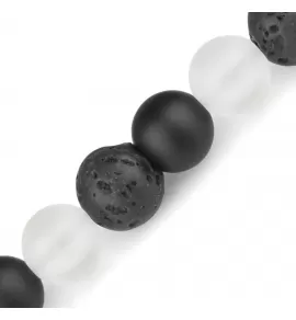 Браслет в два оборота Everiot Select LNS-2275 из лавы, матового агата и горного хрусталя