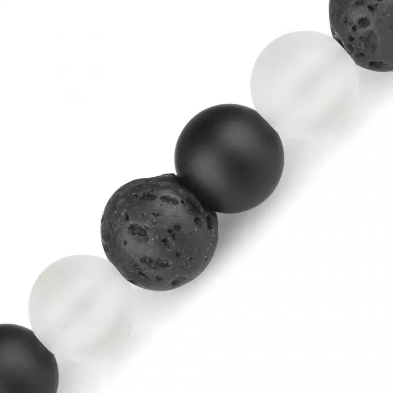 Браслет в два оборота Everiot Select LNS-2275 из лавы, матового агата и горного хрусталя