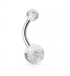 Серьга банан для пирсинга пупка из титана Pirslab --T23NL2-C с блестящими шариками из акрила