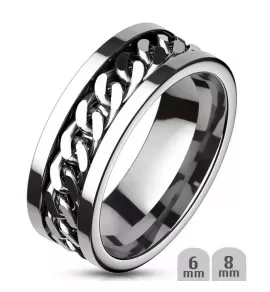 --Кольцо из стали TATIC --RSS-0260 с вращающейся цепочкой, для пар, для влюбленных