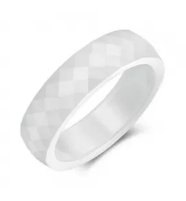 Белое кольцо из керамики Everiot RCM-0004, граненое, парное