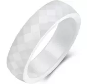 Белое кольцо из керамики Everiot RCM-0004, граненое, парное