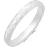 Белое кольцо из керамики Everiot RCM-0004, граненое, парное