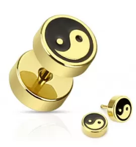 Серьга PiercedFish PSFX-54 в виде "инь-янь" (имитация плага)