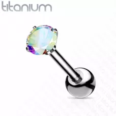 Титановая штанга Pirslab T23J04-AB для пирсинга хряща уха (хеликс, трагус) с фианитом