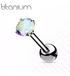 Титановая штанга Pirslab T23J04-AB для пирсинга хряща уха (хеликс, трагус) с фианитом