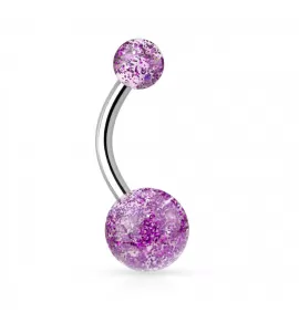 Серьга банан для пирсинга пупка из титана Pirslab --T23NL2-A с блестящими шариками из акрила