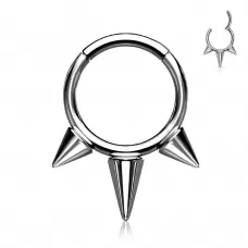 Кольцо кликер из титана с шипами Pirslab RHT57 серьга для пирсинга септума, уха, брови, губ (диаметр от 8 мм до 10 мм)