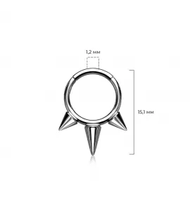 Кольцо кликер из титана с шипами Pirslab RHT57 серьга для пирсинга септума, уха, брови, губ (диаметр от 8 мм до 10 мм)