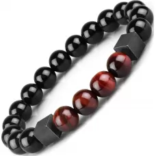 Браслет из агата и камня бычий глаз на резинке Everiot Select LNS-2120