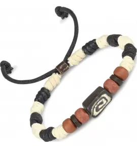 Браслет Everiot VD-MJ-1809 черно-белый с красными бусинами