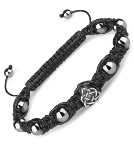 Мужской браслет Шамбала Everiot Select LNS-2253 из гематита с символом "Вечный узел"